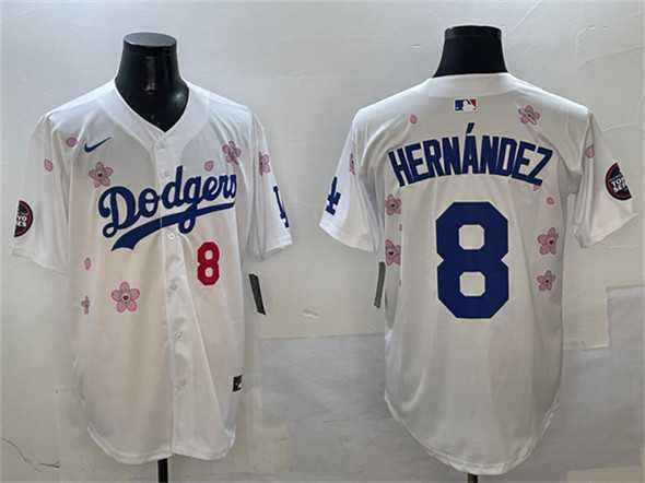 Men%27s Los Angeles Dodgers #8 Enrique Hernandez White 2025 Tokyo Series Limited Stitched Jersey